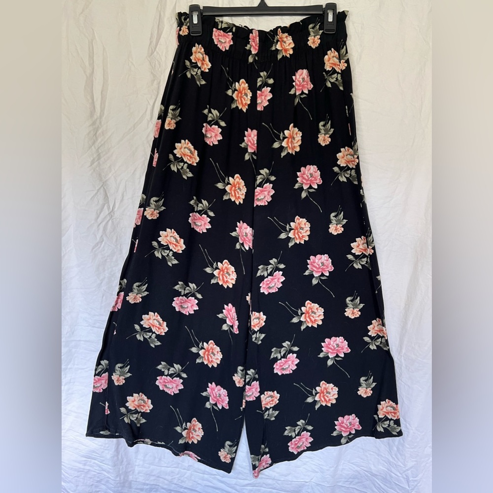 Black Floral High Waisted Pants
